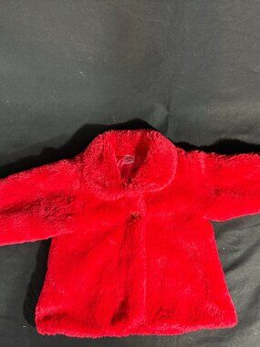 Baby Essentials Red Faux Fur Coat Jacket Infant Girl Size 9M Holiday